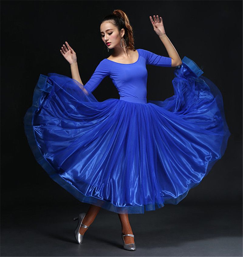 Adult Dancewear Maxi Modern Dance Dress Waltz Tango Quickstep Fox Trot Ballroom 