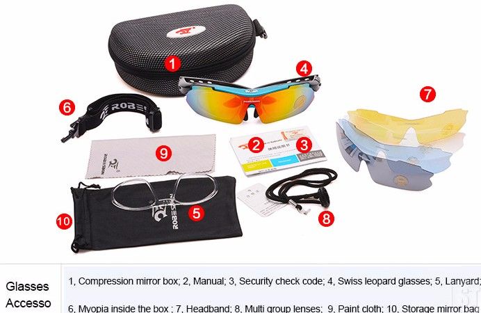 5Pcs Lenses Flip Sports Sunglasses Night Vision Glass Biking MTB Road UV400