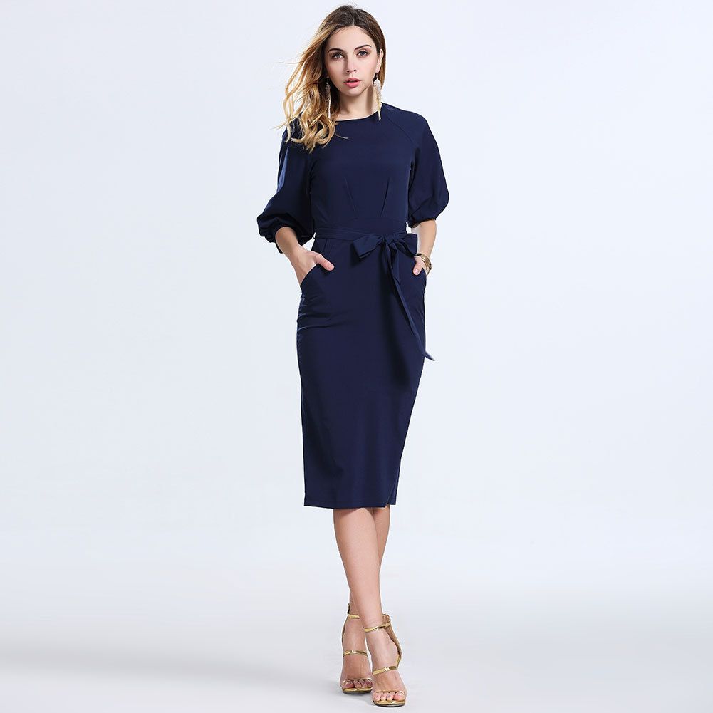 navy office dress