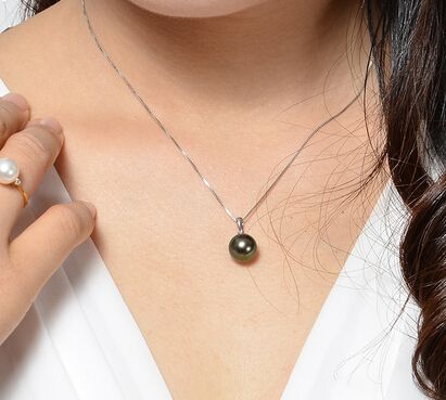 Genuine Huge 12mm Black Pearl Pendant 