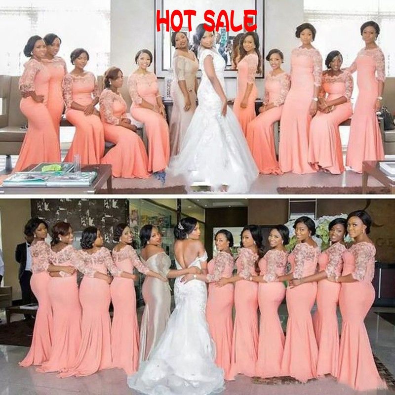 coral mermaid bridesmaid dresses