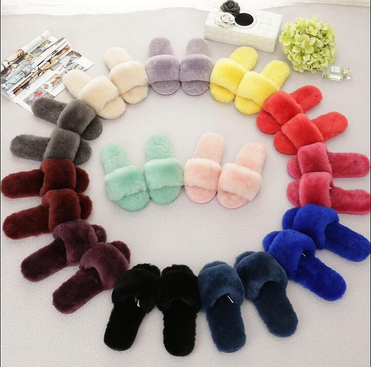 Winter Warm Cute House Slippers Women Indoor Fashion Furry Sheepskin Slippers Home Slippers Flip Flops Bow Happy Feet Slippers Grey Boots From