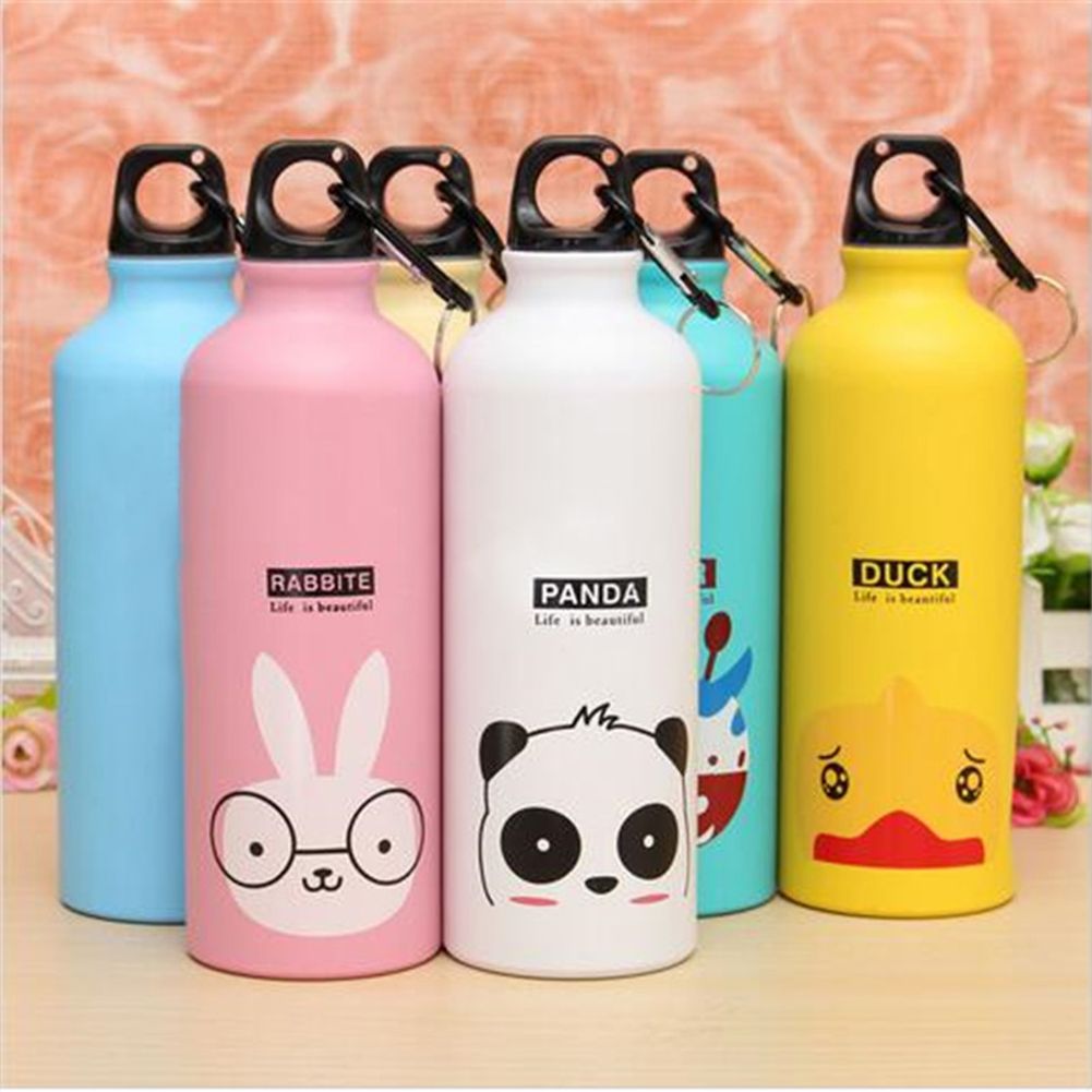 Demino 500ml Beaux Animaux en Plein air Sports Bottle Portable Bouteille en Alliage daluminium Enfants Eau Motif Cartoon Animaux Kettle Panda