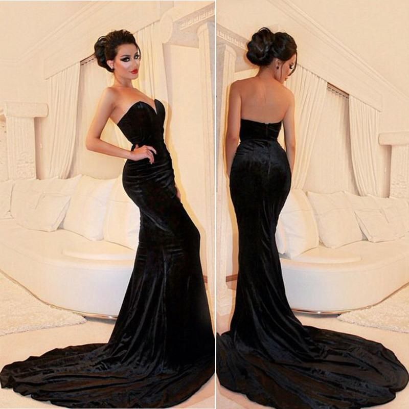 black fitted evening gown