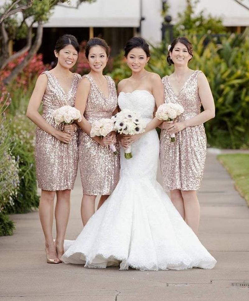 tea length rose gold dress