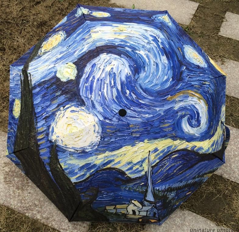 van Gogh noche estrellada sol lluvia 3 veces anti UV moda caliente vendiendo arte