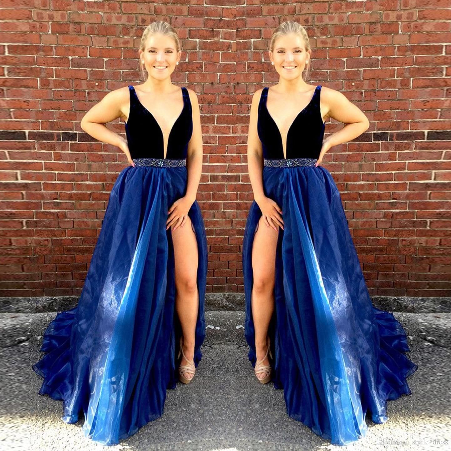 royal blue velvet prom dress