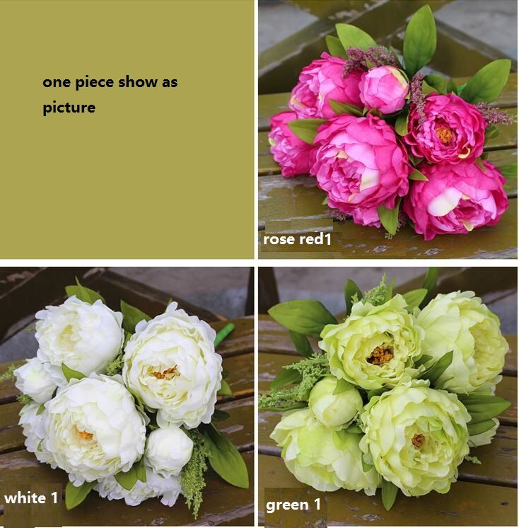 2021 Artificial Peonies Silk Flowers Real Touch Fake Leaf Home And
