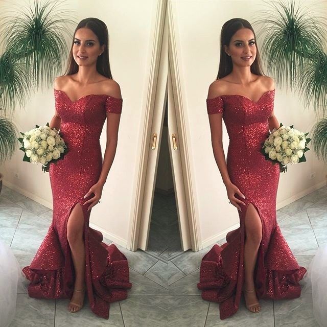 sparkly red bridesmaid dresses