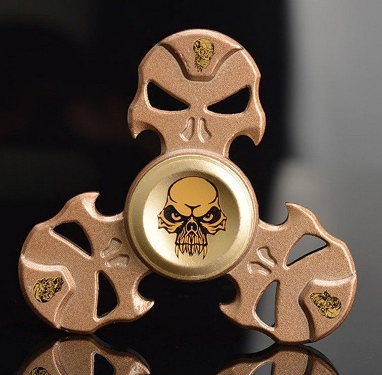 Skull Hand Spinner Metal Finger Spinner Tri Spinner Bearing EDC Fidget