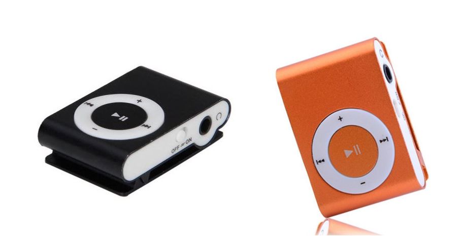 Electrónica Rey® Mini Reproductor MP3 con Enganche de Clip Music Player Naranja Tarjeta de 4Gb Auricular Negro Cable de Carga