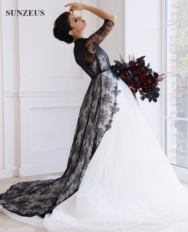 Discount Black and White Wedding Dress