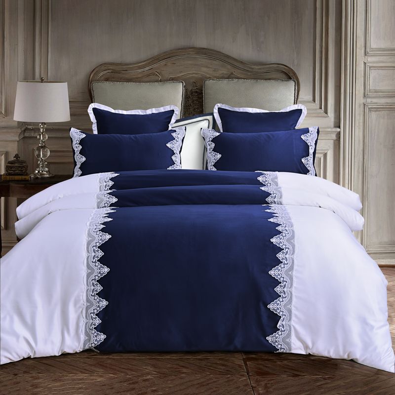 4 Luxury Silk Satin Cotton Lace Bedding Sets Twin Queen King Size