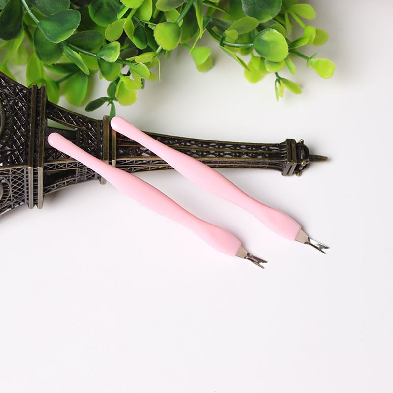 V Shape Blade Cuticle Pusher Trimmer Plastic Handle Stainless Steel