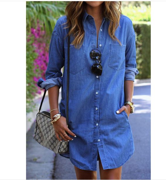 long denim shirt outfit