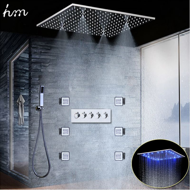 2020 Bathroom LED Shower System 20 Rain Shower Set Luxury Square Shower