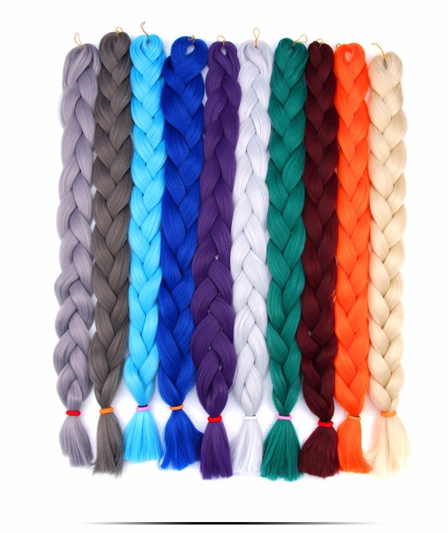 613 Orange White Green Kanekalon Braiding Hair 41 Jumbo Braid For