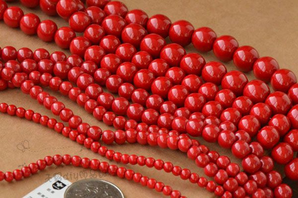 Rojo Granos Gem joyas redonda suelta granos para Pulsera Collar haciendo 