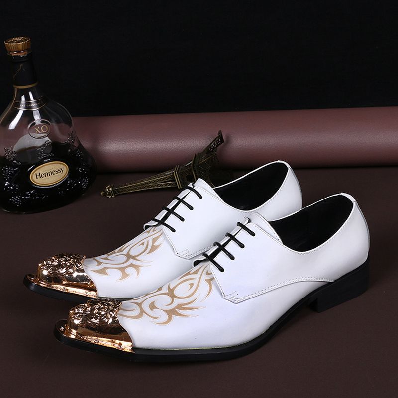 men white and gold dress shoes