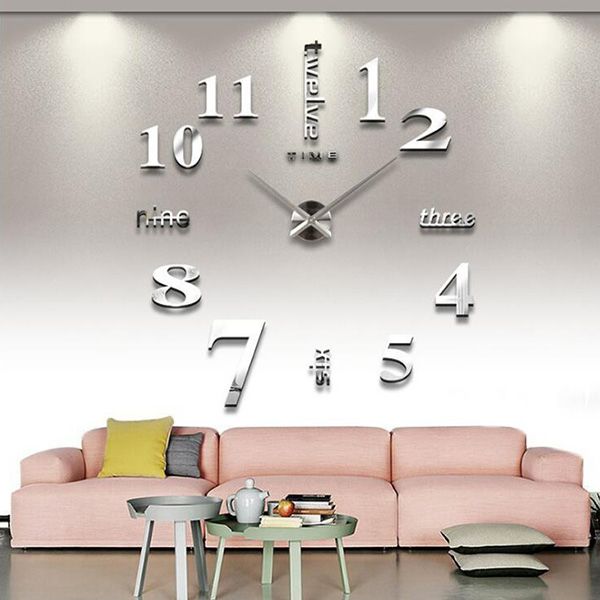 3d Wall Clock Large Mental Diy Mirror Numbers Acrylic Sticker 3d Wall Clock Large Mental Diy Mirror Numbers Acrylic Sticker Home Decor Creative Swiss Movement Clocks For Living Room