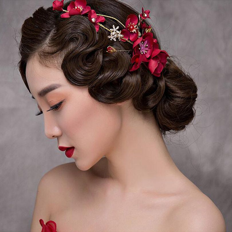 2020 Pakistani Bridal Hairstyles Gold Leaves Butterfly Wedding