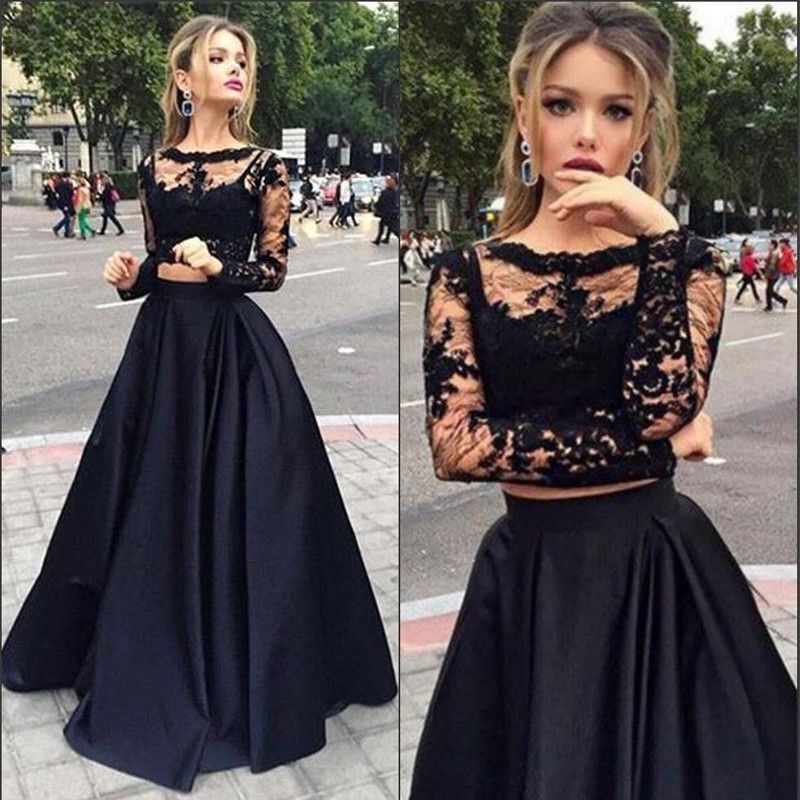 Haz un esfuerzo Expansión pesado Ventas calientes 2017 Vestidos Cortos De Gala Sexy Negro Dos piezas de baile Vestidos apliques de Haz un esfuerzo Expansión pesado Ventas calientes 2017 Vestidos Cortos De Gala Sexy Negro Dos piezas de baile Vestidos apliques de
