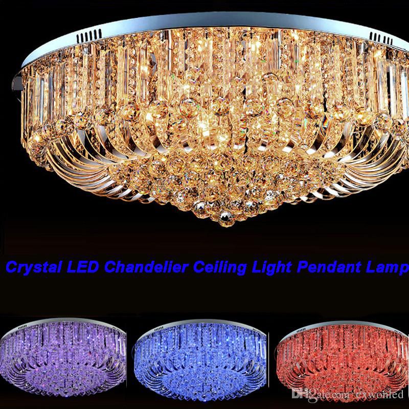 Round Ceiling LED Chandelier K9 Crystal Raindrop Light 50cm 60cm 65cm