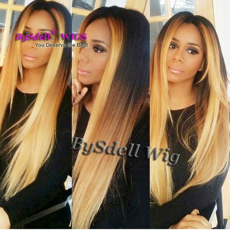 Hot Sexy Celebrity Ciara Hairstyle Wig Synthetic Black Ombre Honey