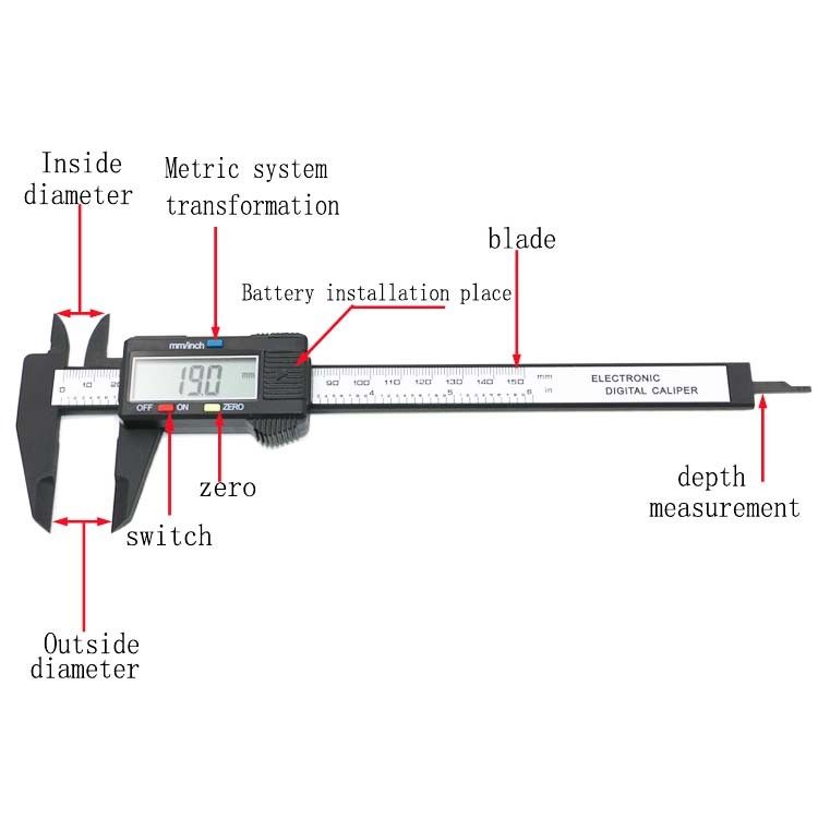 150mm/6inch LCD Digital Electronic Carbon Fiber Vernier Caliper Gauge Micrometer 