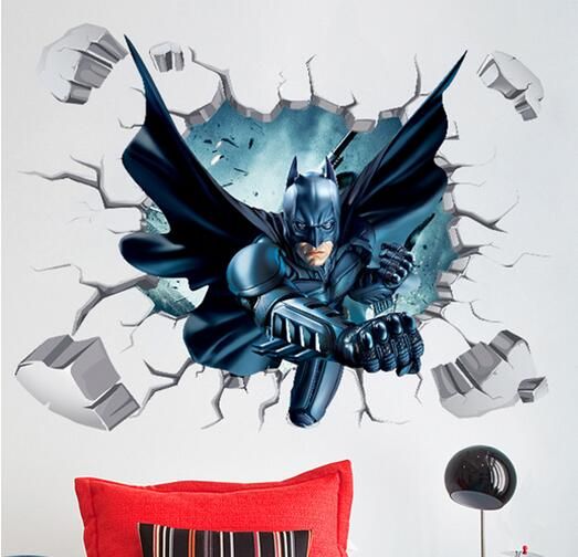 Compre Papel Tapiz 3d De Dibujos Animados Roto Pegatinas De Pared Batman Mural De La Pared Etiqueta Del Dormitorio Ventana Vidrio Fondo Arte Calcomanias A 7 8 Del Minifeet Es Dhgate Com