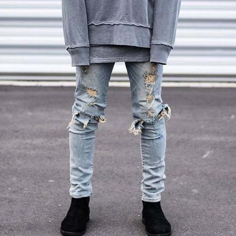 Mens Jeans Wholesale Ripped Knife 