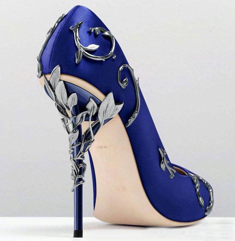 azul / blanco / rosa / dorado / burdeos Cómodo diseñador zapatos de novia de la boda zapatos de tacón de seda para la fiesta de tarde de boda zapatos de baile