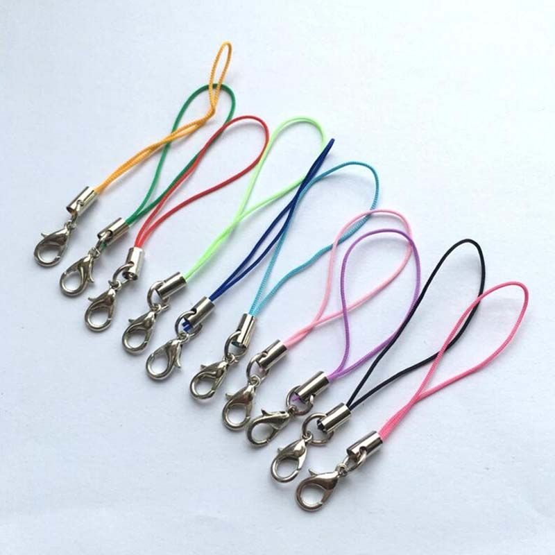 Wholesale 100 x Black Cell Phone Charm Nylon Lanyard Cords With Lobster Clasp