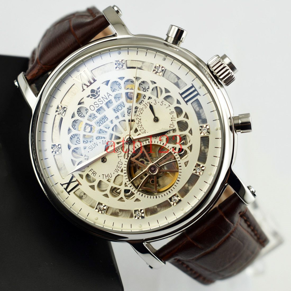 skeleton watch with date