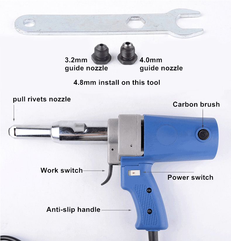 2021 220v Electric Rivet Riveter Nut Pull Tool Core Pulling Riveting