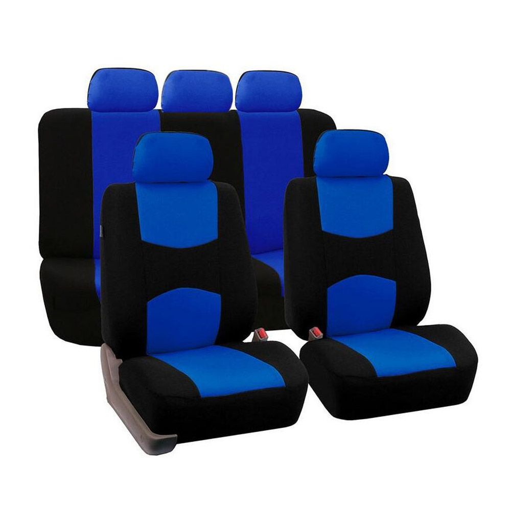 9pcs Dirt-proof Wearproof Seat Cover Mesh Polyester Front+Rear Cover Gray Color