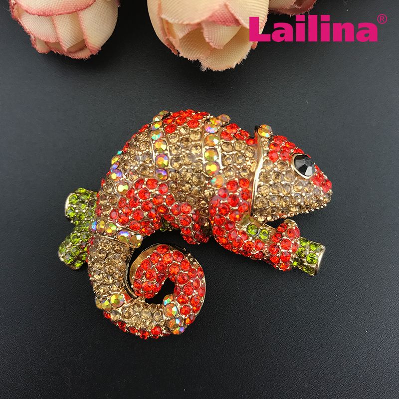 satin al 50 adet grup yanardoner kertenkele taki rhinestone bukalemun bros bukalemun broach sevimli kertenkele bros hayvan kertenkele