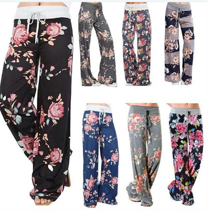 2019 7 Designs Ladies Floral Yoga Palazzo Trousers Womens
