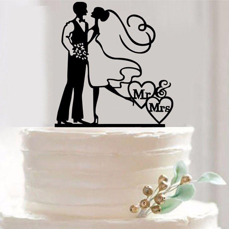 Wedding Cake Topper Monsieur & Madame Batman en Acrylique Noir Décoration