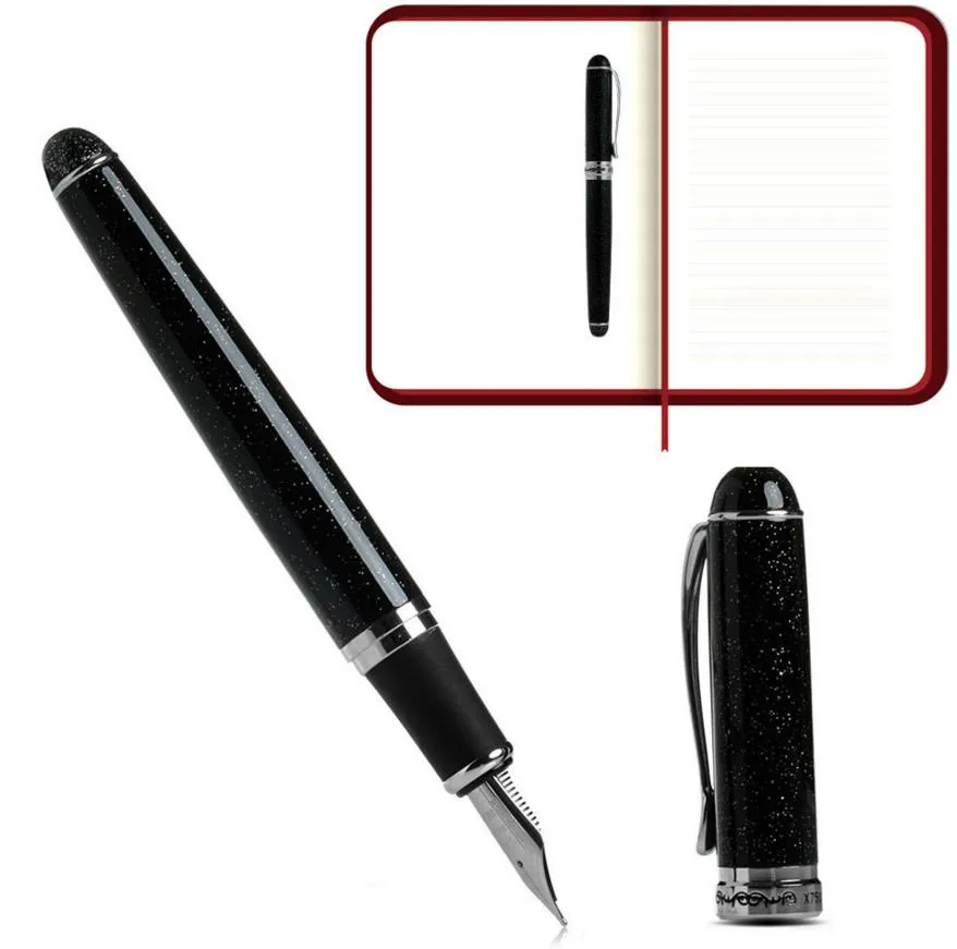 Stylo Plume Jinhao 301 Noir Avec Plume Fine Et Incrustation Diamant - Cartouche Standard Internationale
