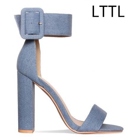 blue denim heels women's shoes