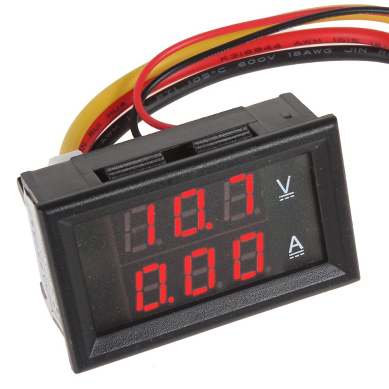 2021 YB27VA DC 0 100V/10A Red LED Dual Display Ammeter Car Voltmeter