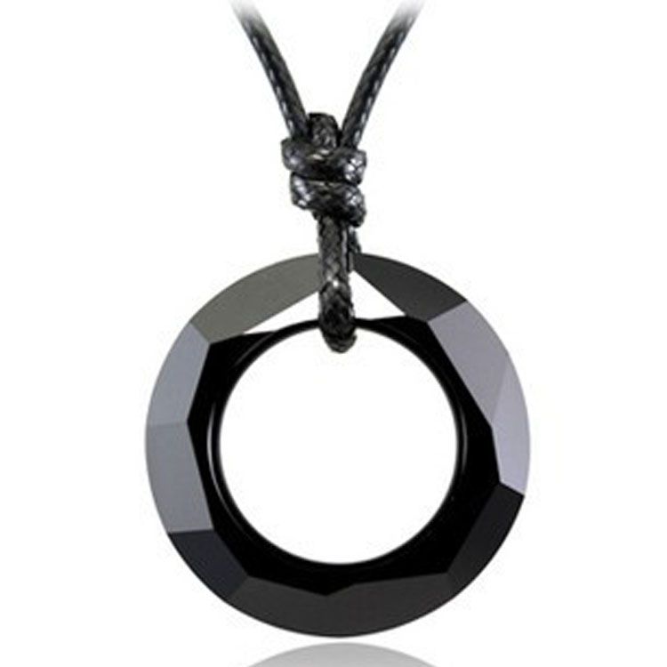 Wholesale Authentic Men Black Crystal Necklace Ring Pendant Boyfriend