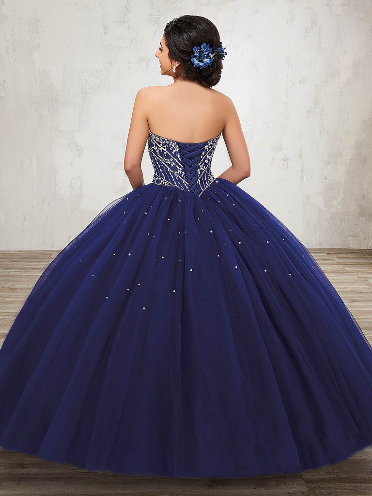 navy blue and gold quinceanera dress