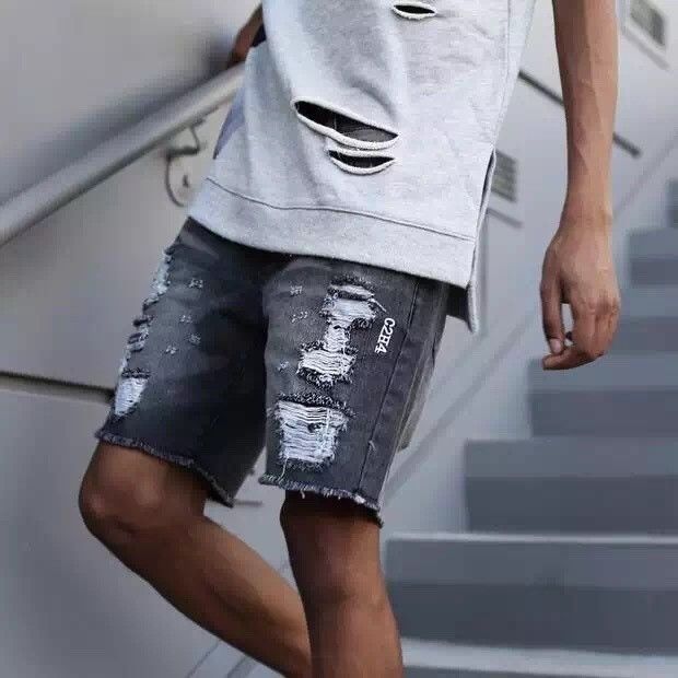 Compra Al Por Mayor Nuevo Verano Mens Justin Bieber Rasgado Miedo De Dios Pantalones  Cortos De Jeans Hombre Blanco Negro Jeans Azul Corto Jeans De Bermudas  Masculina Barato | Entrega Rápida Y