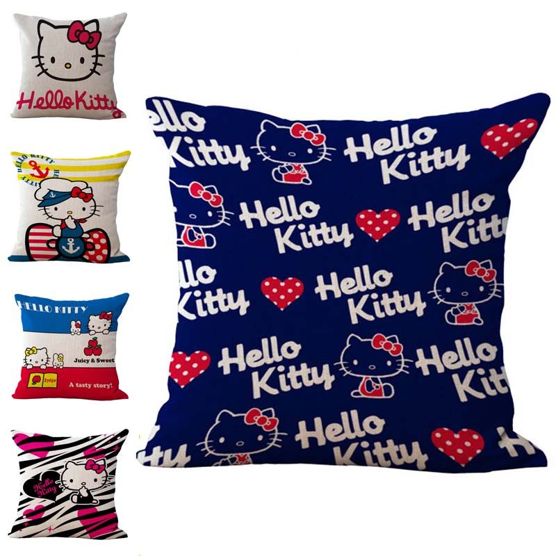 Hello Kitty Cats Throw Pillow Cases Cushion Cover Pillowcase Linen