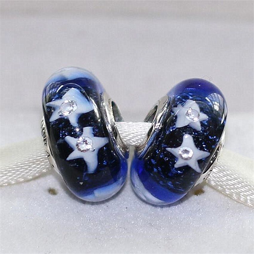 5 pcs crystal glass European charm beads clear white