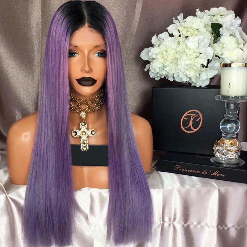 purple ombre human hair wig