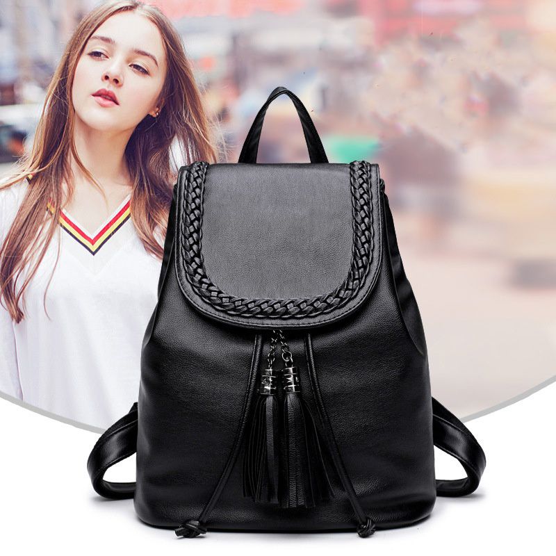 black drawstring backpack women's
