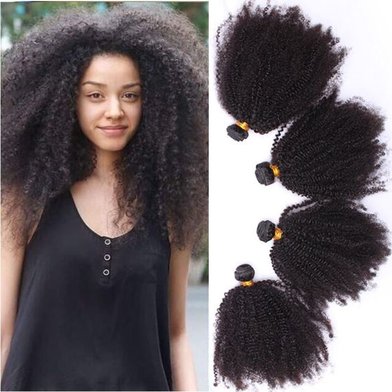 Afro Kinky Curly Human Hair Weave Bundles Mongolian Virgin 4b 4c